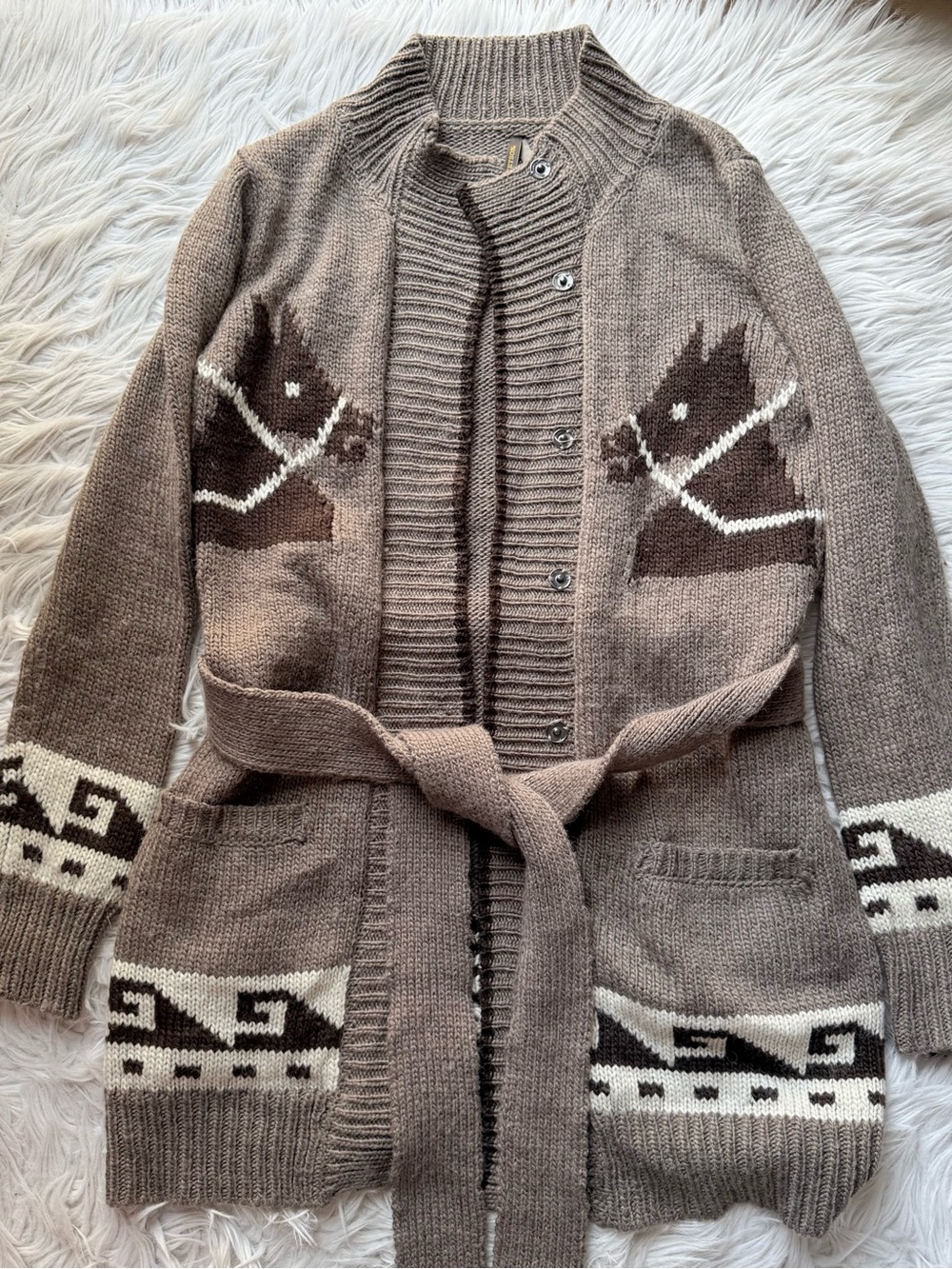 Stetson Southwestern Wool Alpaca Cardigan Sweater Coat Women’s L Western Ranch